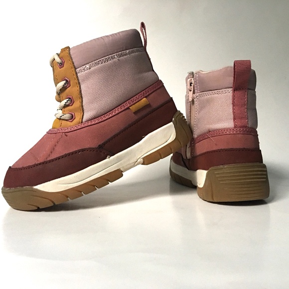 Zara Other - ZARA GIRLS PINK & BROWN LACE UP WINTER BOOTS TODDLER SIZE 8